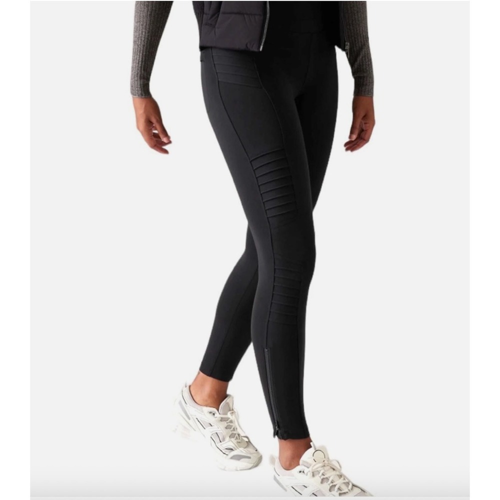 Athleta Delancey Moto Tight Legging Women Sz 2X Black Yoga Running Active